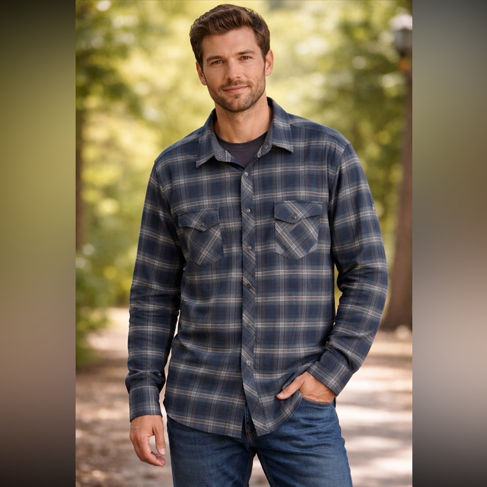 Kuhl Maverik Flannel LS Long Sleeve Button Down Shirt (w/marbled snaps) sz XXL